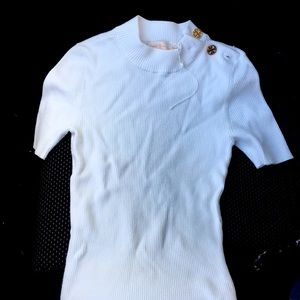 Tory burch white mock neck short sleeve